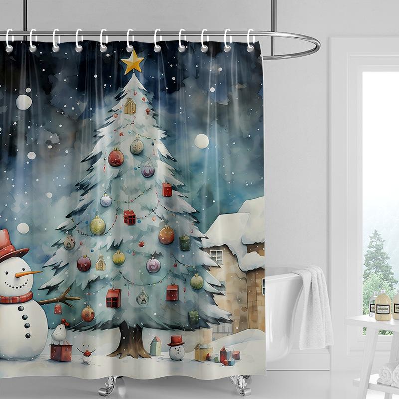 Dekoracja domu zasłony prysznicowe do łazienki wodoodporna tkanina zasłonowa Nowoczesny styl skandynawski Salon Wesołych Świąt zima
