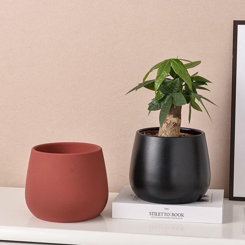Modern Ceramic Flower Pot with Tray