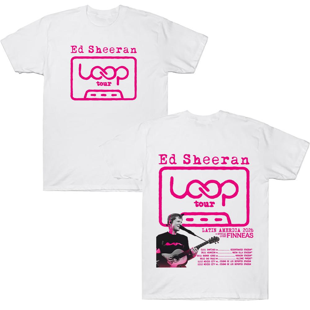 Ed Sheeran Loop Tour LATEINAMERIKA 2026 T-Shirt Übergroßes Grafik-T-Shirt Herren Mode Baumwolle Damen Freizeit Locker Kurzarm-T-Shirt
