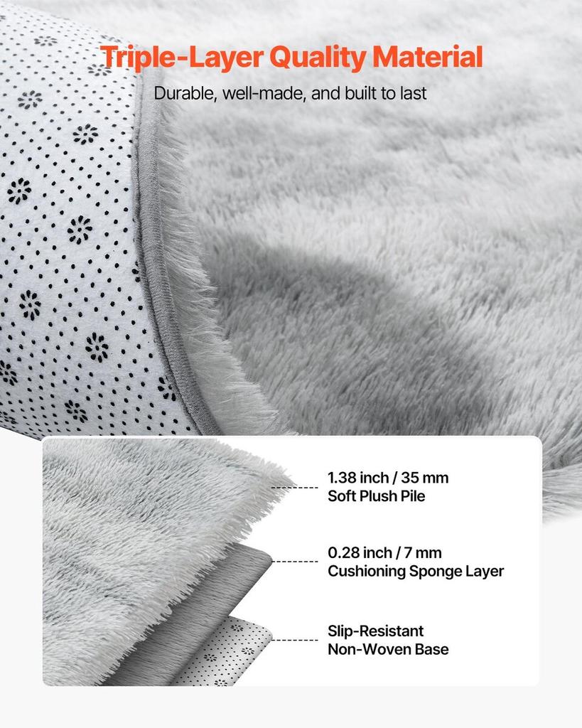 Indoor Plush Area Rugs, 1.83x2.74 M Soft Plush Carpet, FFurry Shag Area Rugs for Living Room, Bedroom, Modern Home Decor Aesthetic Long-Pile Rug,