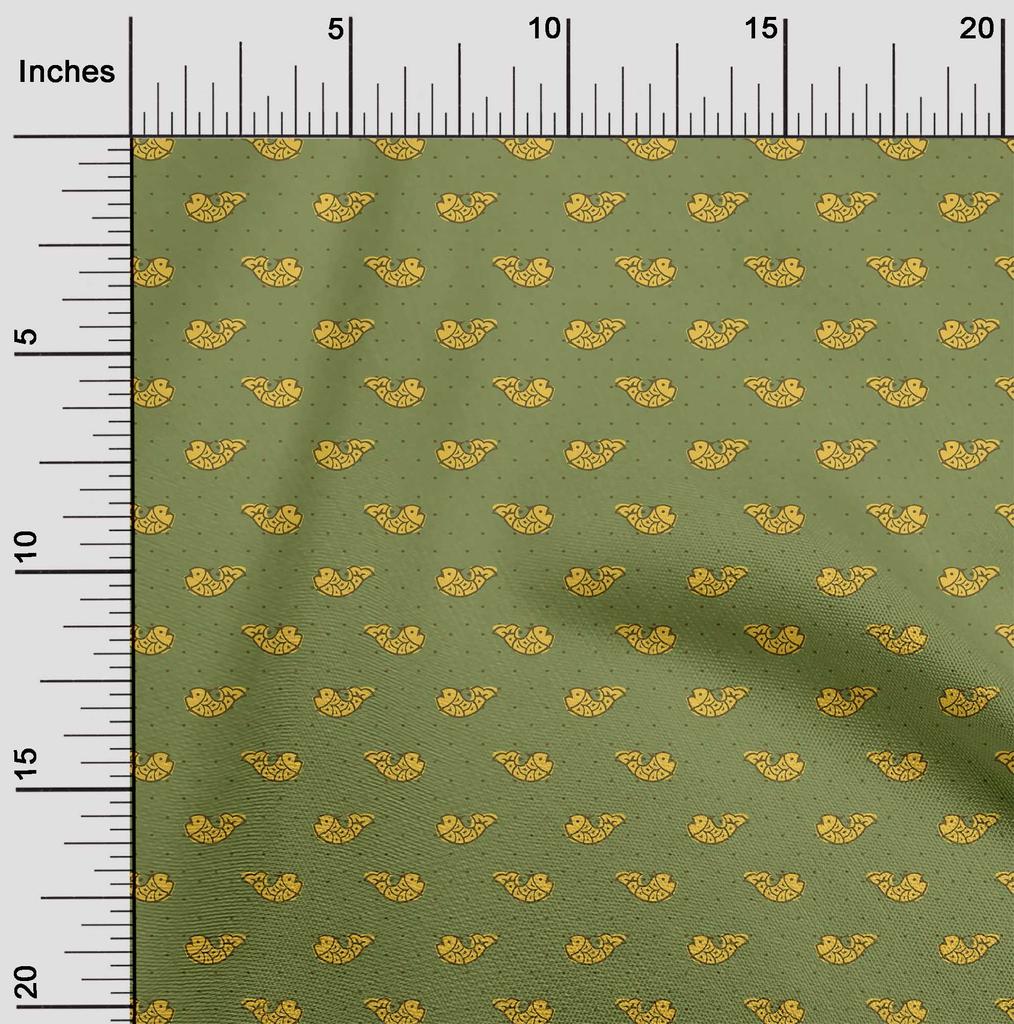 oneOone Cotton Flex Fabric Fish Block Printed Craft Fabric BTY 40 Inch Wide
