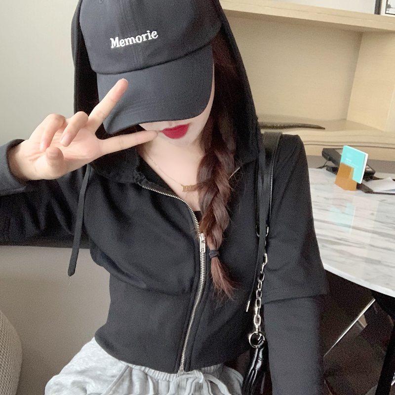 New Women's Trendy Hooded Zipper Cardigan - Long Sleeve Short Sports Jacket for Early Autumn 2025