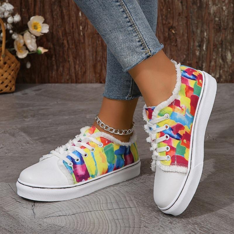 Fashion Woman Designer Shoes 2025 Autumn Canvas Women's Sneakers Fashion Color Block Lace-up Casual Lady Shoes Light Running Sport Shoes