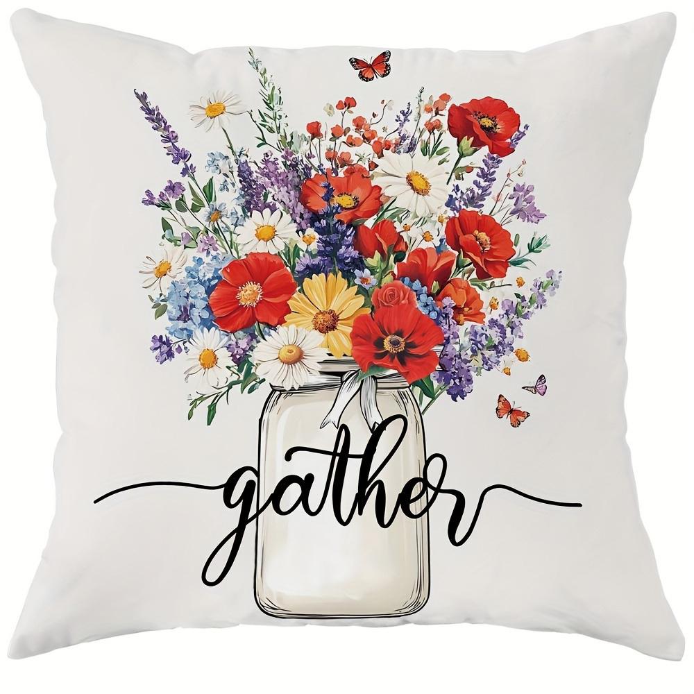 Gorgeous Floral Pillow Cover: Blooming Flowers, with Inspirational Life and Home Furnishings, Sofa and Chair Cushion Cover