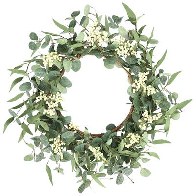 20inch Eucalyptus Wreath with Berries Artificial Greenery Wreath Farmhouse Door Wreath for Front Door