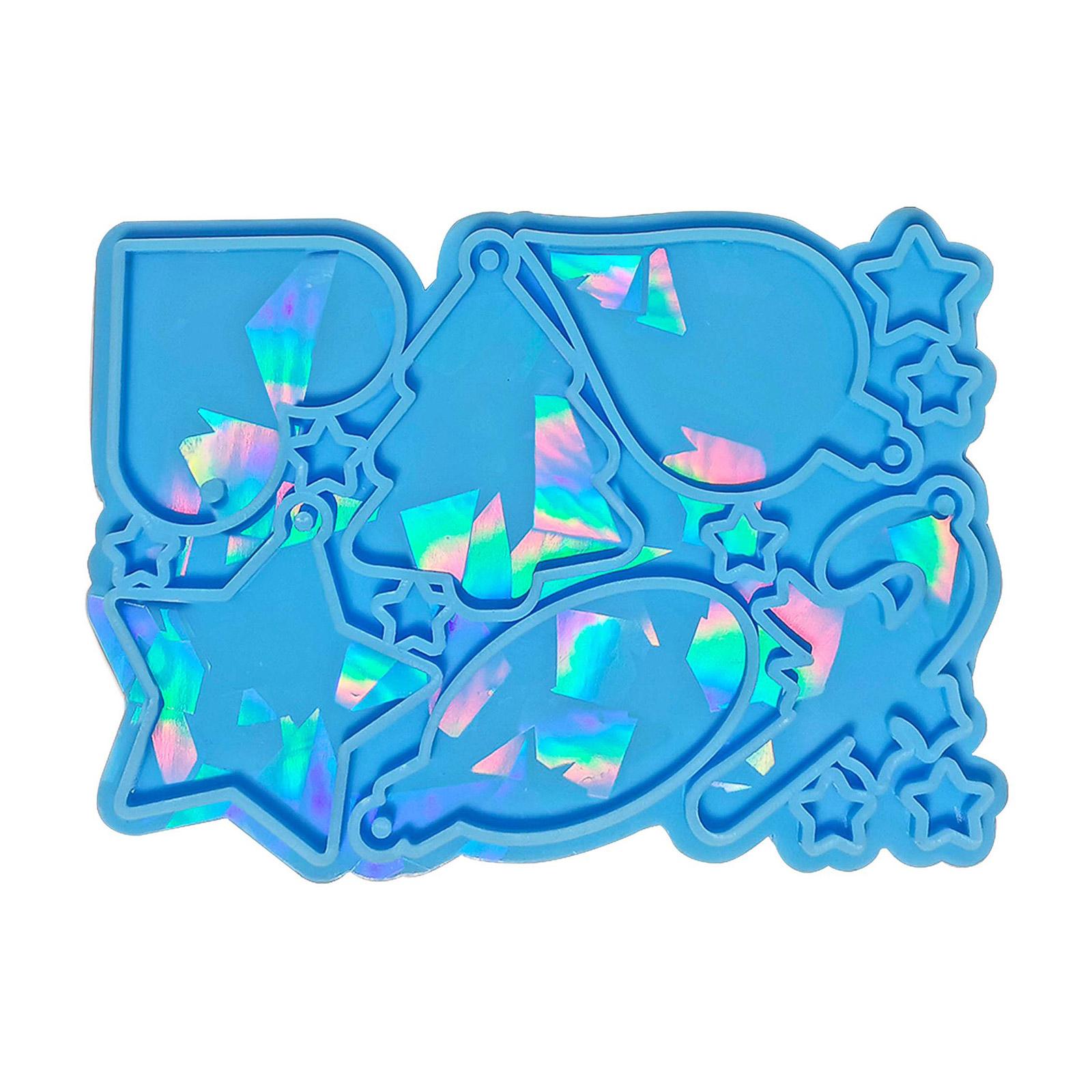 

Christmas Pattern Silicone Molds Holographic Epoxy Resin Mold DIY Keychain Mold Handmade Jewelry Tool Easy to Clean синий