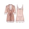Backless Lace Suspender Nightdress Transparent Sleepwear Robe Set Sweet Mesh Sling Nightgown  Gift