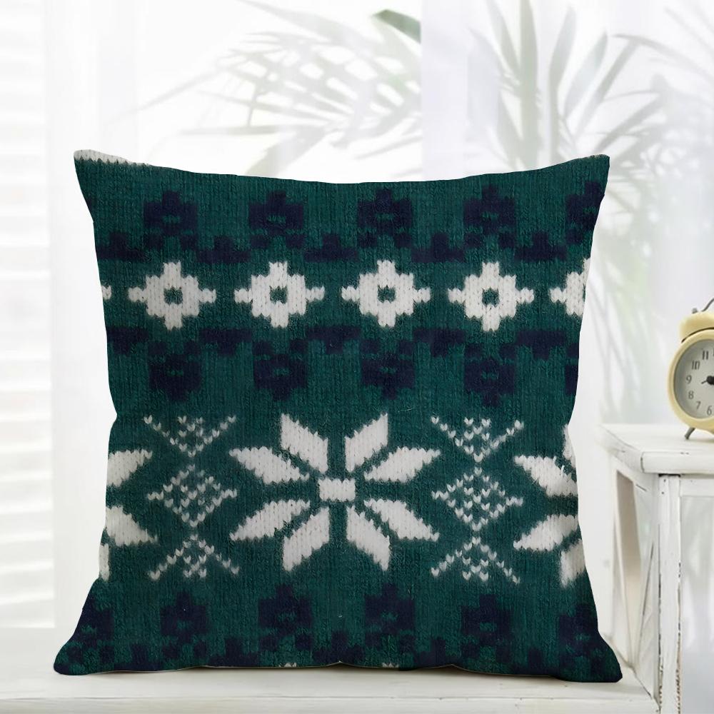 Fair IIsle Knit Pillow Retro Nordic Cushion Cover Daily Washable Linen Pillowcase Soft for Sofa Bed Home Room Decor