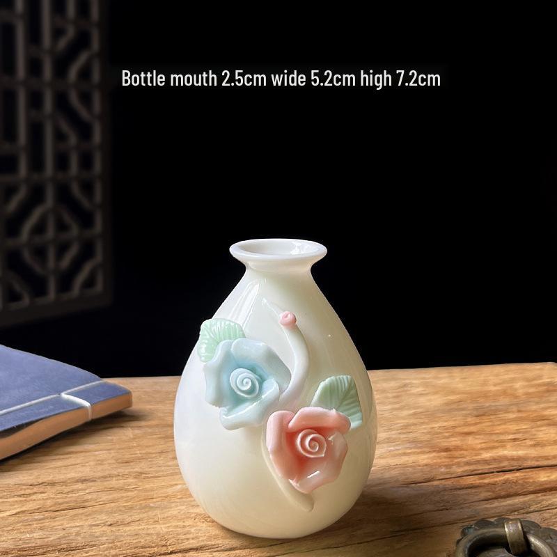 Handcrafted Ceramic Mini Vase for Fresh Flowers - Colorful Desktop Ornaments
