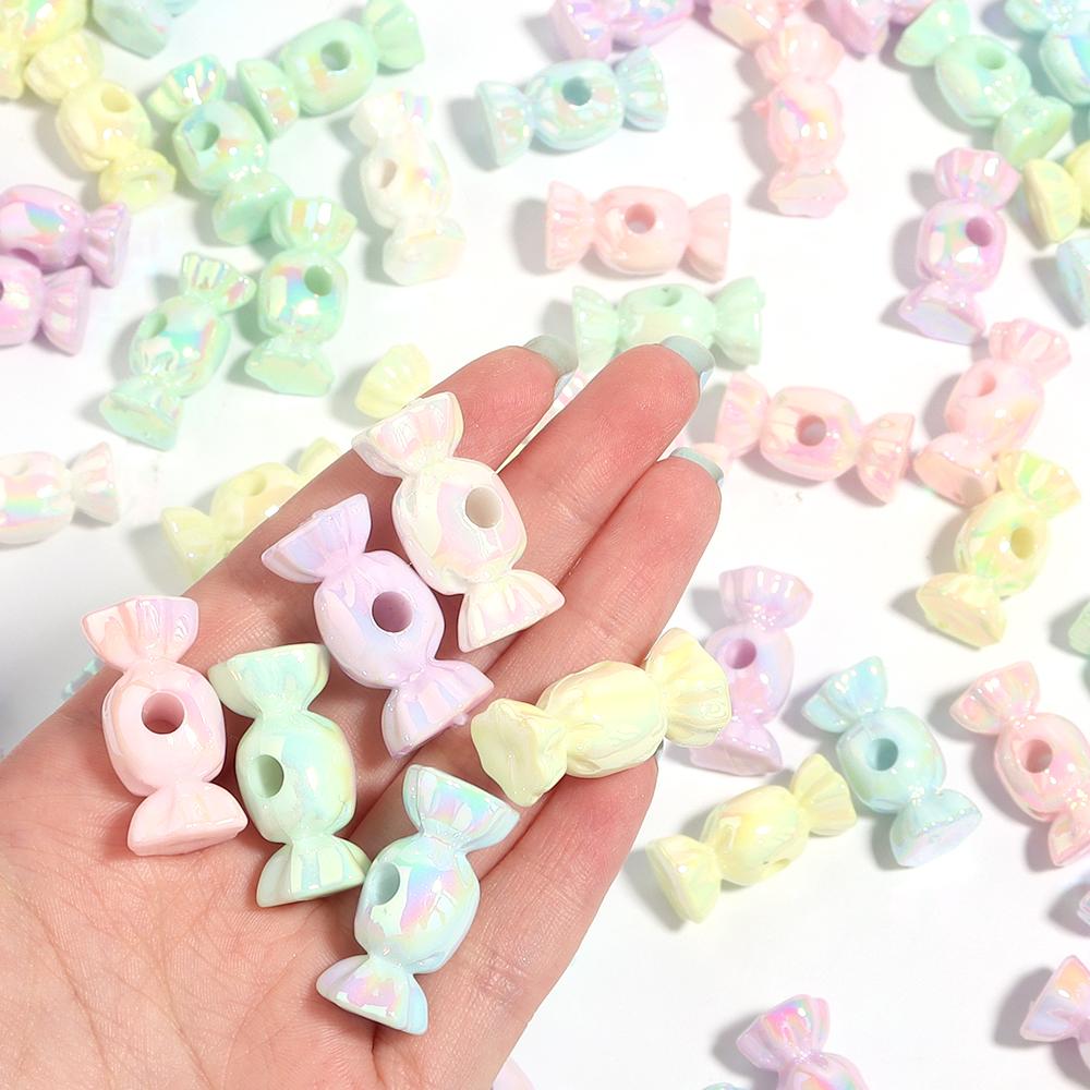 10pcs 29x12mm Candy Shape Acrylic Beads Colorful Sweets Loose Bead For Jewelry Making DIY Bracelet Necklace Keychain Accessories