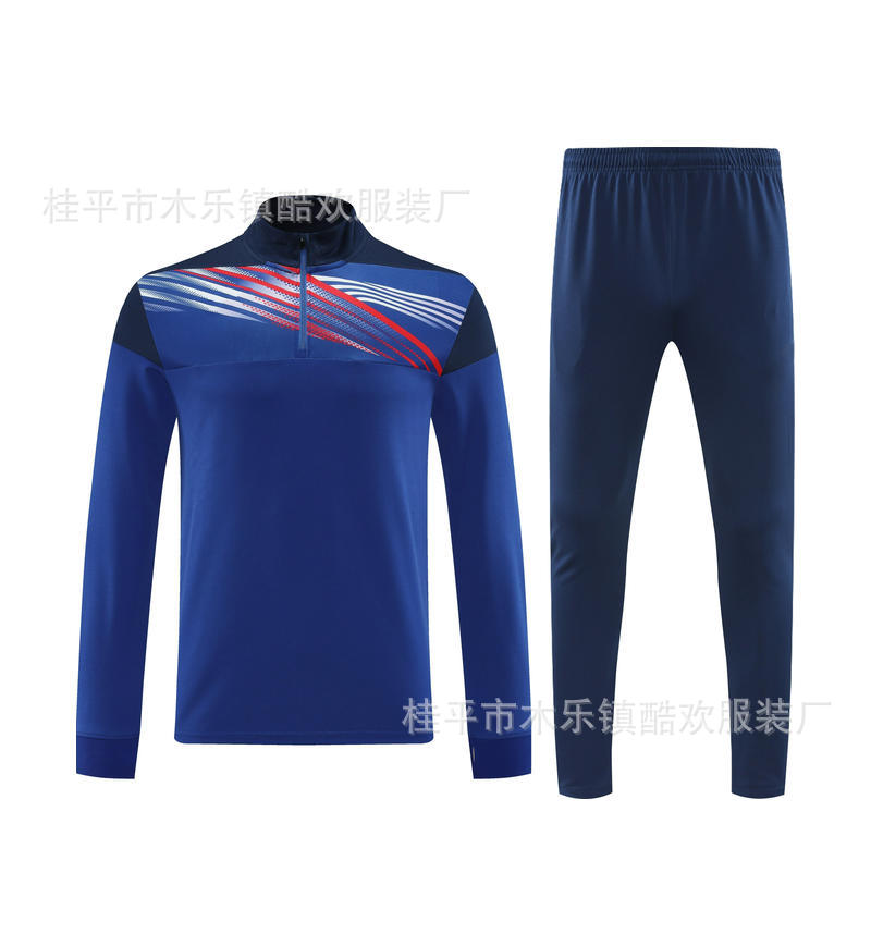 Student Team Half Zipper Long Sleeve Suit Football Training Suit Club Quick Drying Football Jersey Breathable