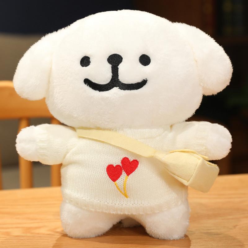 Cute Korean Maltese Dog Plush Toy Stuffed Soft Animal Cartoon Puppy Wear Clothes Pillow Birthday Christmas Gift for Kids