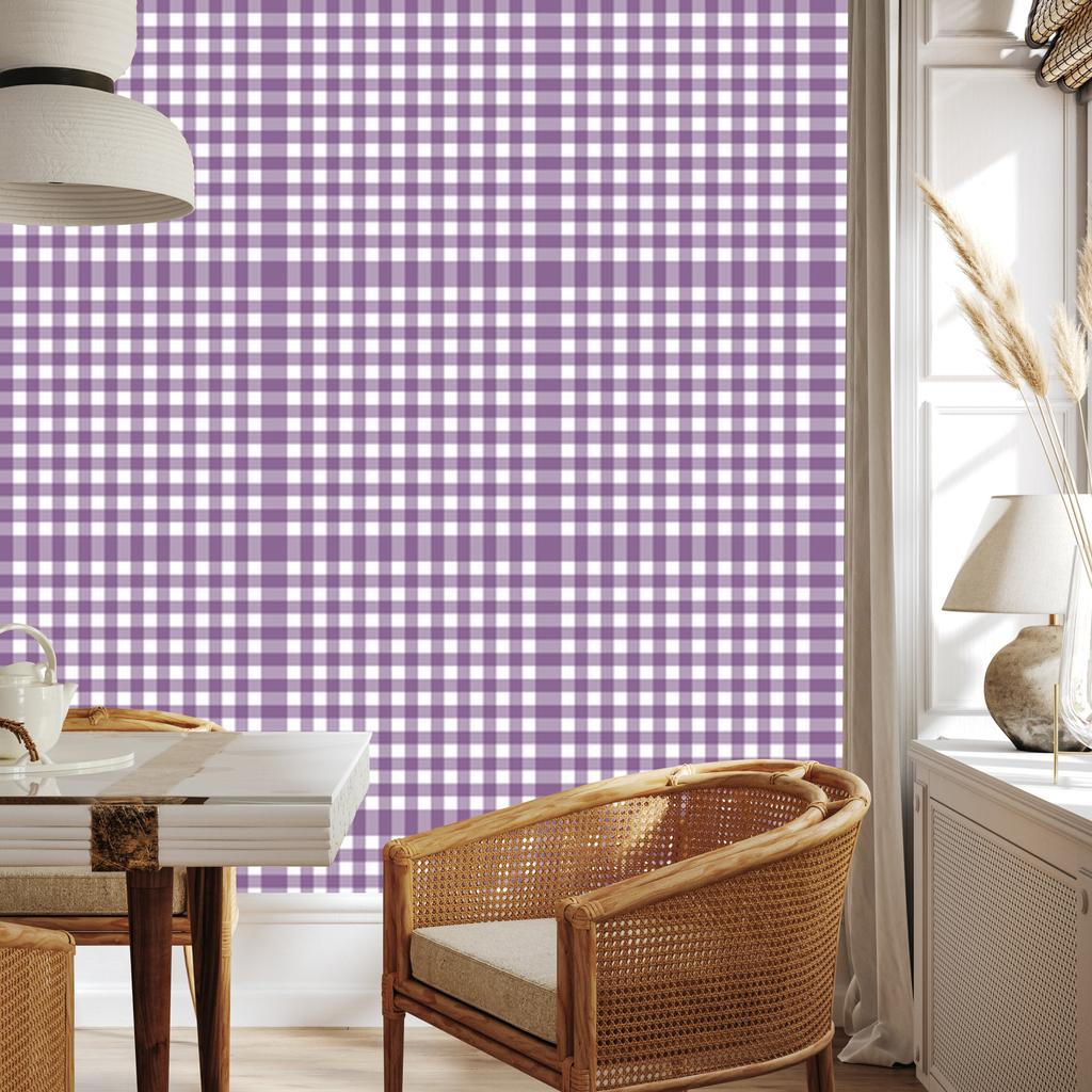 Wallpaper Fabric Pattern Purple, Light Gray and White 50x1000