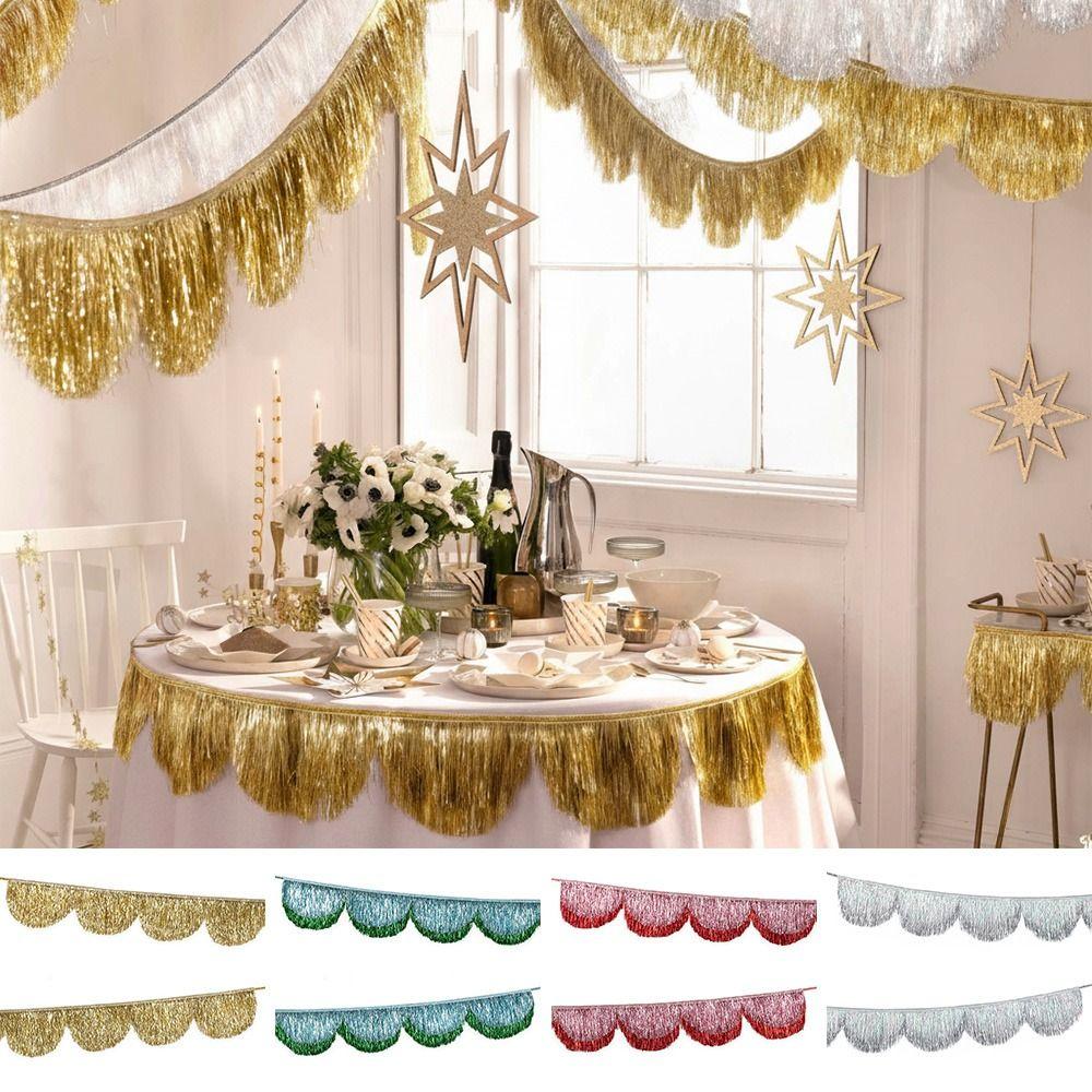 Multicolor Drizzle Garland Encryption PET Tassel String Thickening Background Ornament Metallic Foil Fringe Birthday Decoration