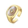 Ring - LUXENTER - Staxo - White Mother-of-pearl - 18-karat Gold - 12.3 Mm Width