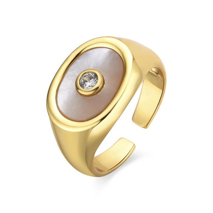Bague - LUXENTER - Staxo - Nacre blanche - Or 18 carats - 12,3 mm de largeur