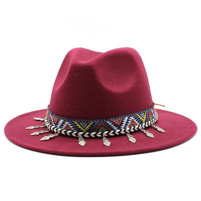European, American and British style new classic jazz top hat simple fashion big eave hat men's and women's woolen hat