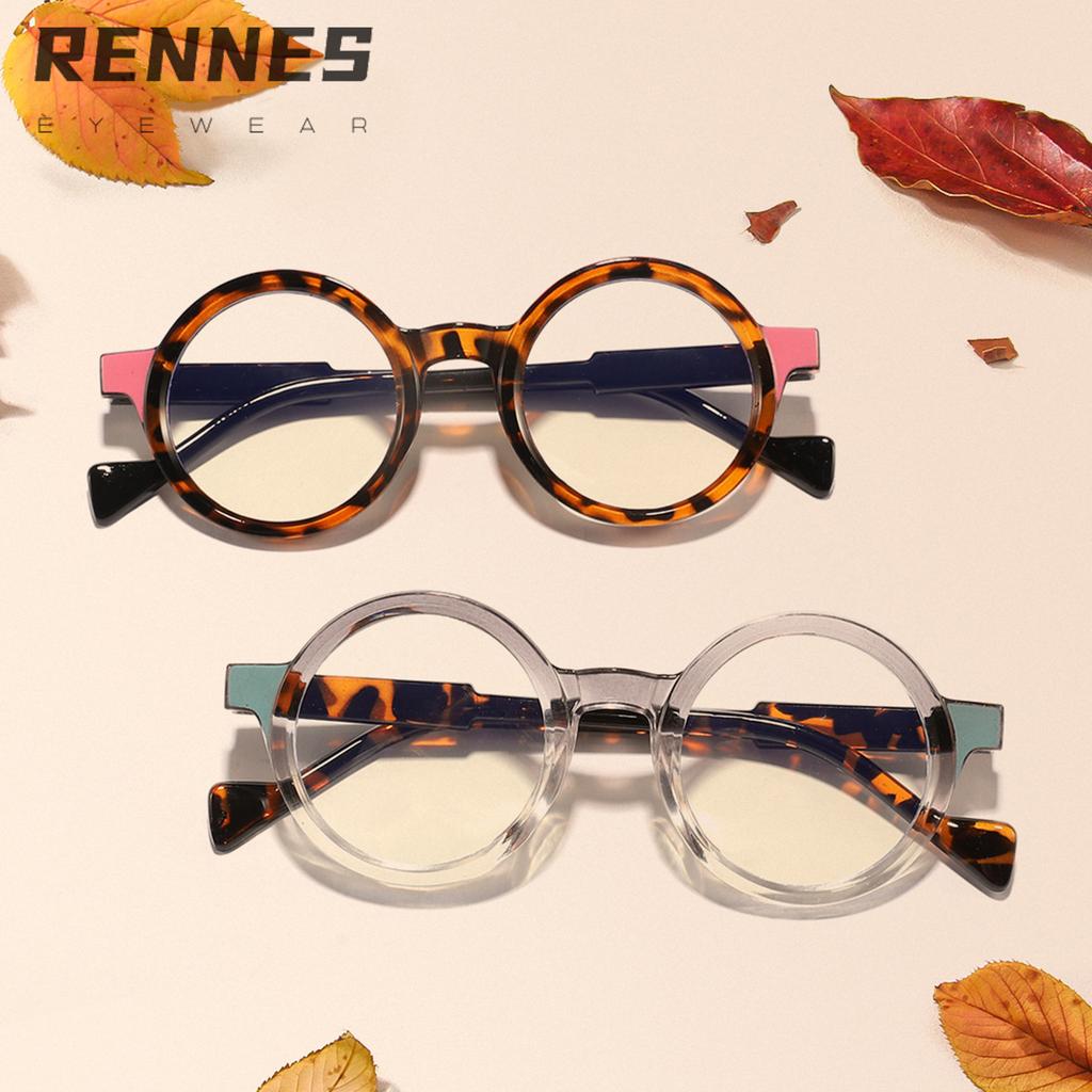 Round Frame Colorful Flat Mirror Retro Literary Glasses Men'S And Women'S Trend Frame Glasses