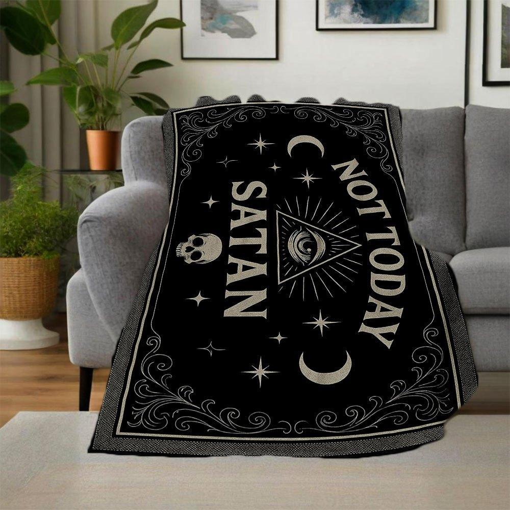 "Black Gothic 'Not Today Satan' Wall Art Print"Blanket Flannel Throw Blanket for Sofa, Bed, Travel, Camping, Office, Couch, Chair, And Bed G