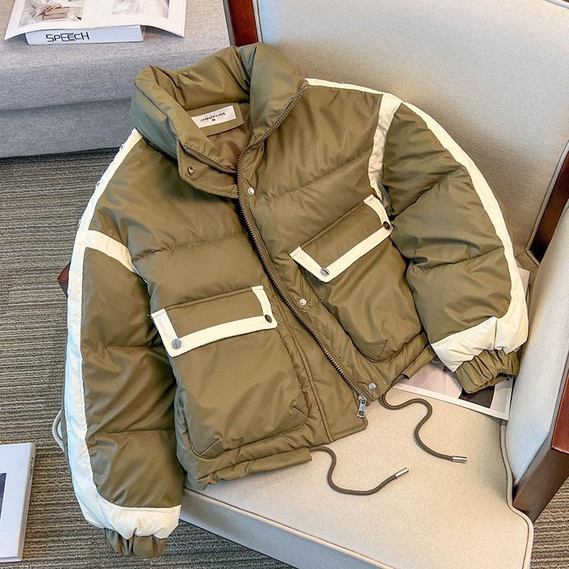 Winddichte und wasserdichte Winter-PU-Jacken für Damen, verdickte, lockere Parkas mit Taschen, Mantel für Frauen, warme, wattierte Jacke für Damen