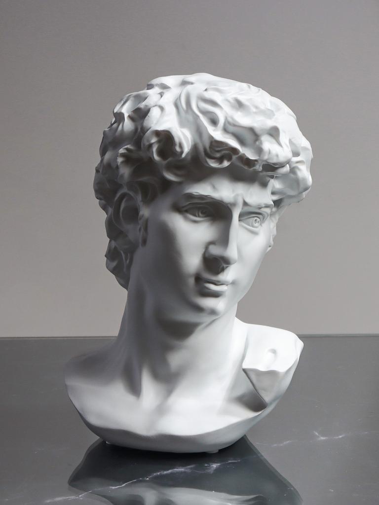 Biała Rzeźba Głowy Dawida Figurka z Żywicy Dzieło Sztuki Dekoracyjny Przedmiot do Domu do Sypialni, Salonu i Biurka