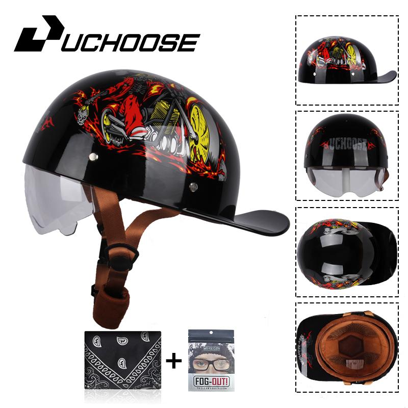 Uchoose Baseballová čepice Helma Motocykl Vintage Retro Helmy Summer Open Face Scooter Cruiser Chopper Gangster DS Muži Ženy Kid
