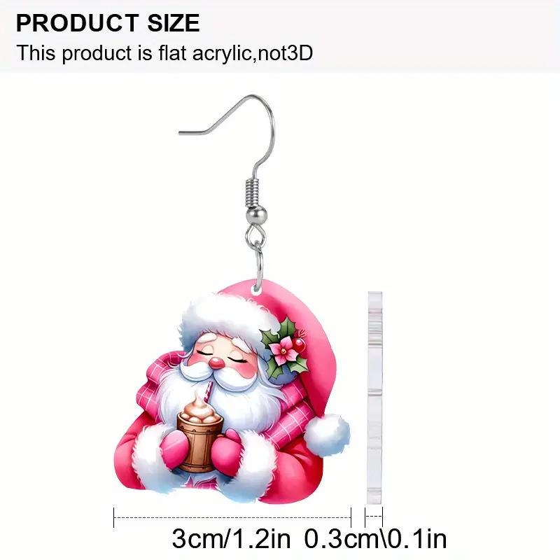 Weihnachts-Cartoon Weihnachtsmann und Milchtee Rosa Acryl Ohrringe