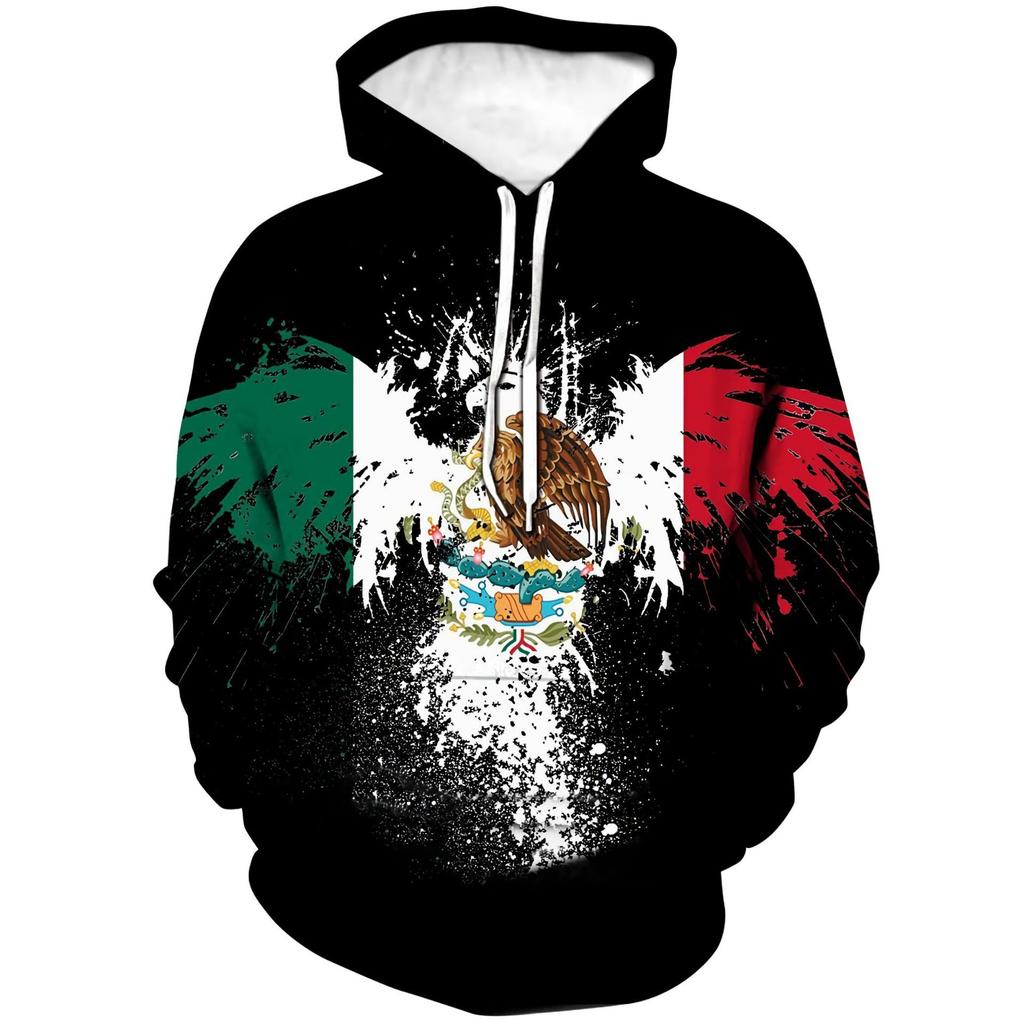 2025 Europe, America, Europe and America men's sweater Mexico logo boys sweater 3D printing autumn and winter hooded sweater