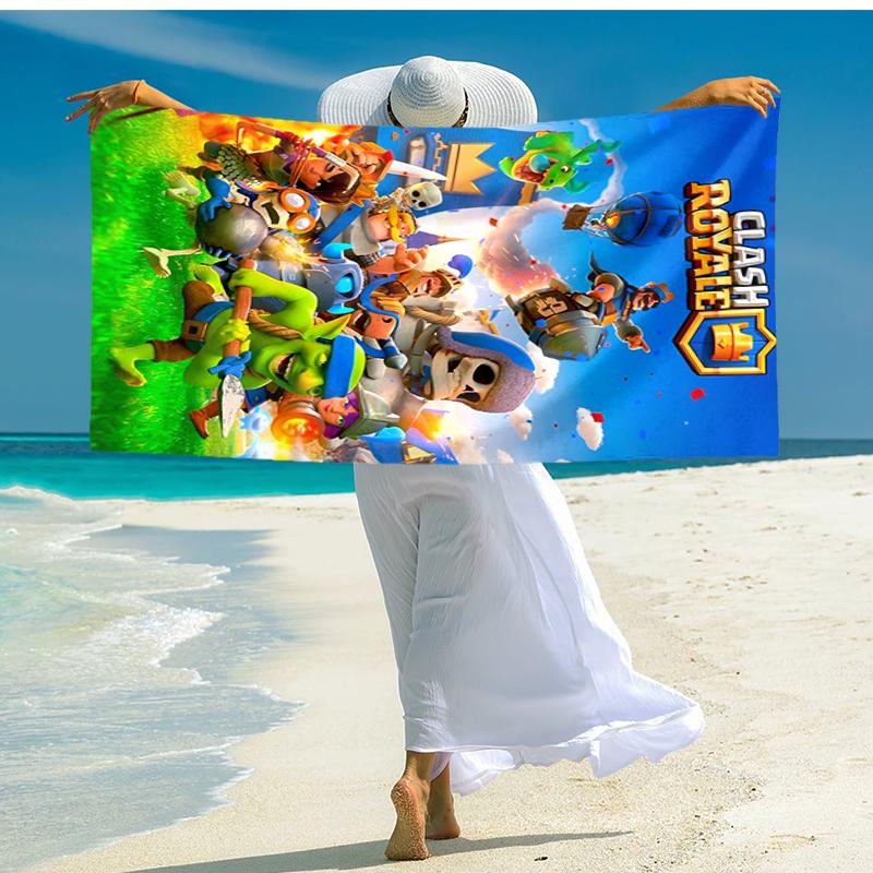 Ultra-Soft Beach Towel with Clash Royale Theme,Ideal for Pool - Camping, Diving - Perfect Travel Essential, Vibrant Beach Towel.