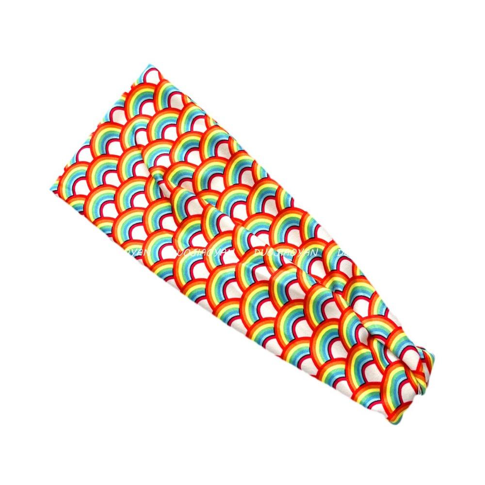 Parade Rainbow Headband Soft Sports Hairband Fashion Rainbow Elastic Headband  Women