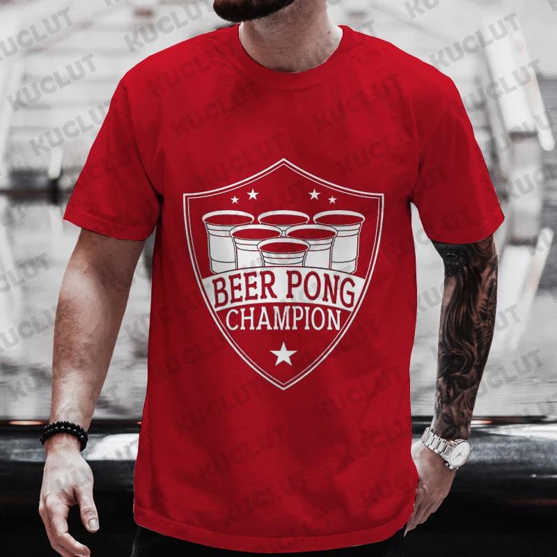 Men's T-shirts Beer Pong Graphic T Shirt Beer DAY Streetwear Drinking Party Tops Short Sleeve Tee Y2k Oversized Clothes