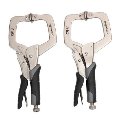 Amazon Basics Metal Clamps, 28cm, Black/Silver, 2-Piece Set