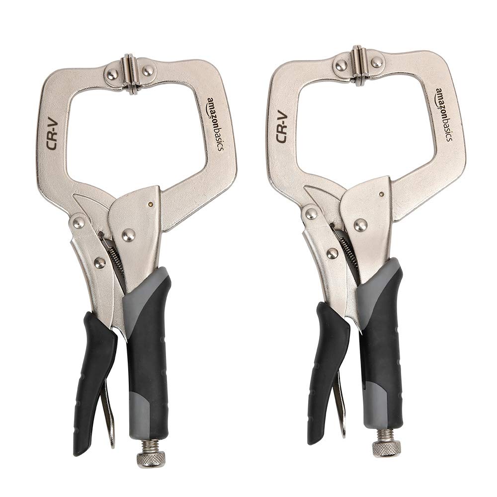 Amazon Basics Metal Clamps, 28cm, Black/Silver, 2-Piece Set