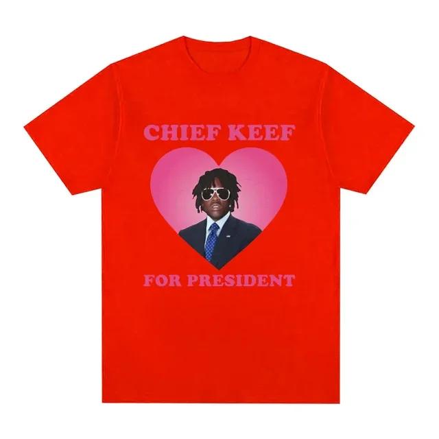 Rapper Chief Keef for President T Shirt Men Fashion Casual Short Sleeve T-shirt Aesthetic Vintage Oversized T-shirts Streetwear
