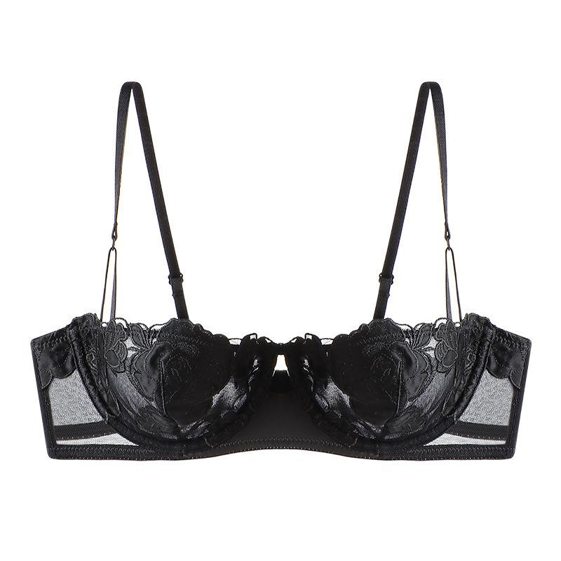 High quality French underwear sexy rose embroidered lace underwear big chest small anti-sagging large size bra cover