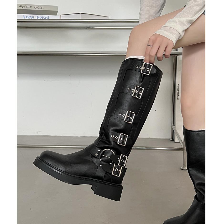 British Casual Skinny French Versatile Black Boots Women's Western Cowboy Knight Boots