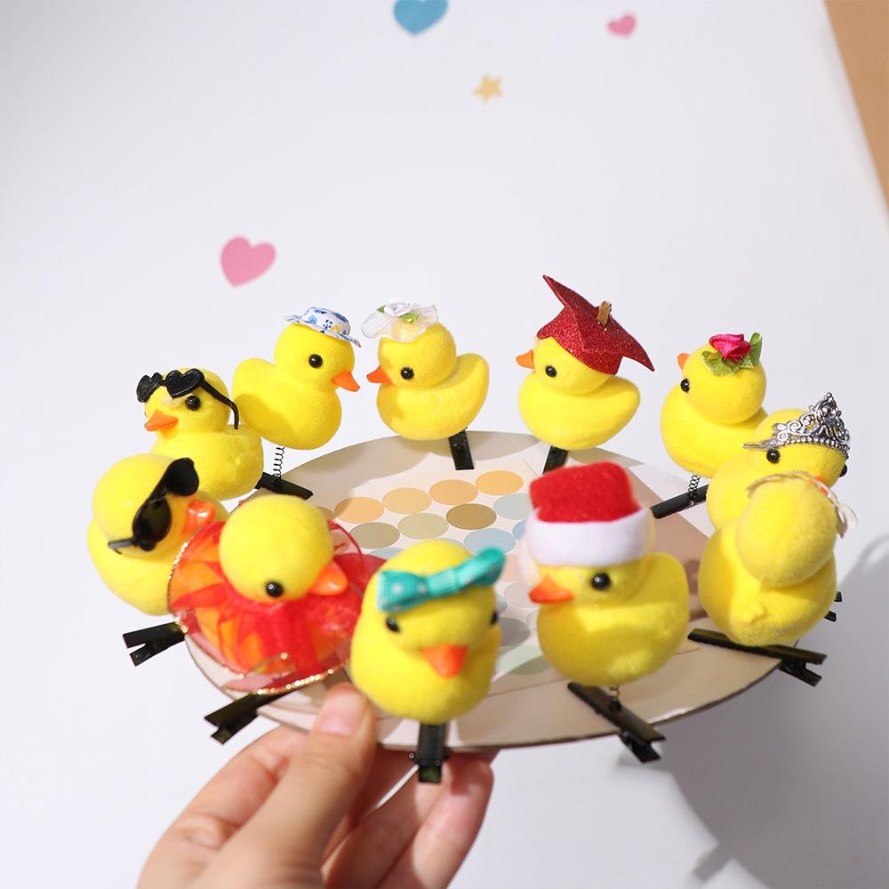 Fashion Flower Duck Hair Clips Plush Cap Chicken Side Barrettes Hair Accessories Funny Cartoon Duckbill Clips Party