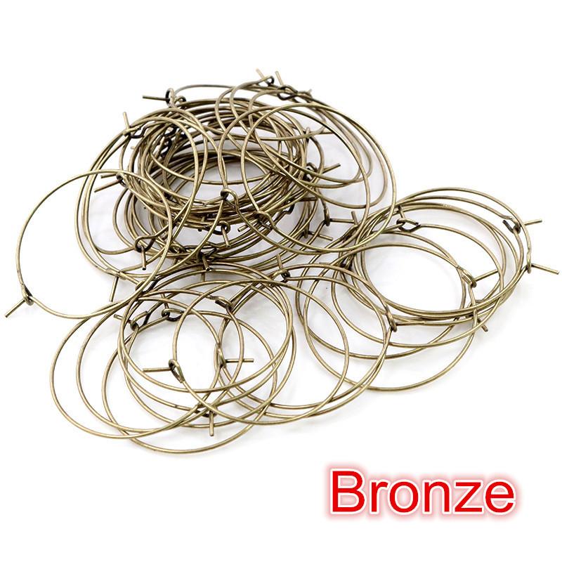 20-35mm Nine Character Earring Ring Ear Coil Iron Plated Round Wine Glass Earring Ring 100pcs/lot DIY Bead Earring Accessories