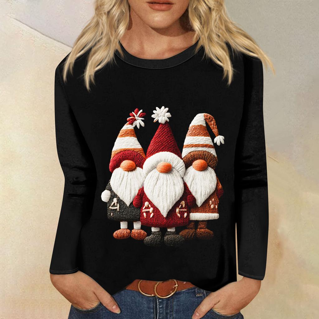 Women's Loose Comfortable Casual Fashion Round Neck Christmas Print Long Sleeve Hoodie