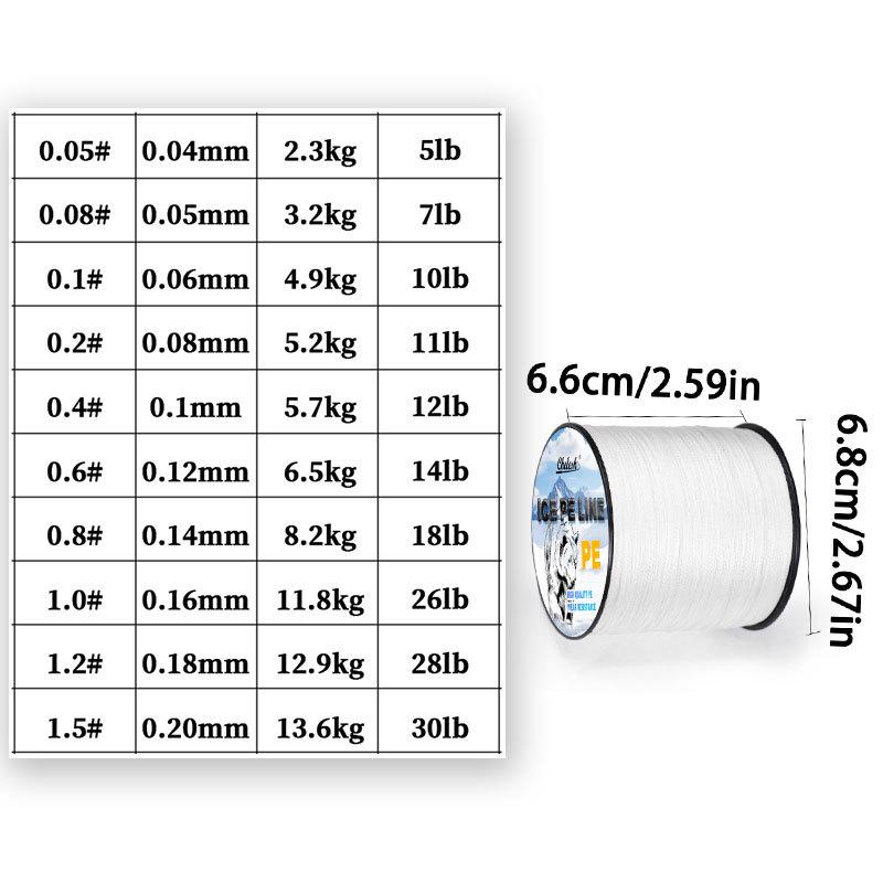 PE High Tensile Strength Winter Ice Fishing Line - 500m, Bite-Resistant Fishing Tackle.