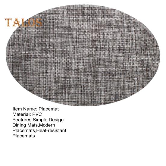 PVC Woven Table Mats Ellipse Solid Color Non-slip Waterproof Wear-resistant Heat-resistant Bowl Pads Drink Cup Coasters for Kitchen Home Bar Dining