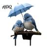Waterproof Garden Stakes Blue Birds Stake Couple with Umbrella Yard Art Gifts for Bird Lovers Outdoor Ornament Lawn Flower Bed Decor Decoration