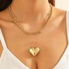 3D Heart Pendant Double Layer Clavicle Necklace