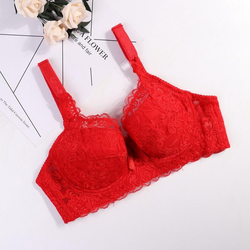 Grande Taille 75B-100C Femmes Broderie Soutien-gorge Anti-affaissement Soutien-gorge Rassemblant Armatures Respirant Réglable Soutien-gorge Push-up