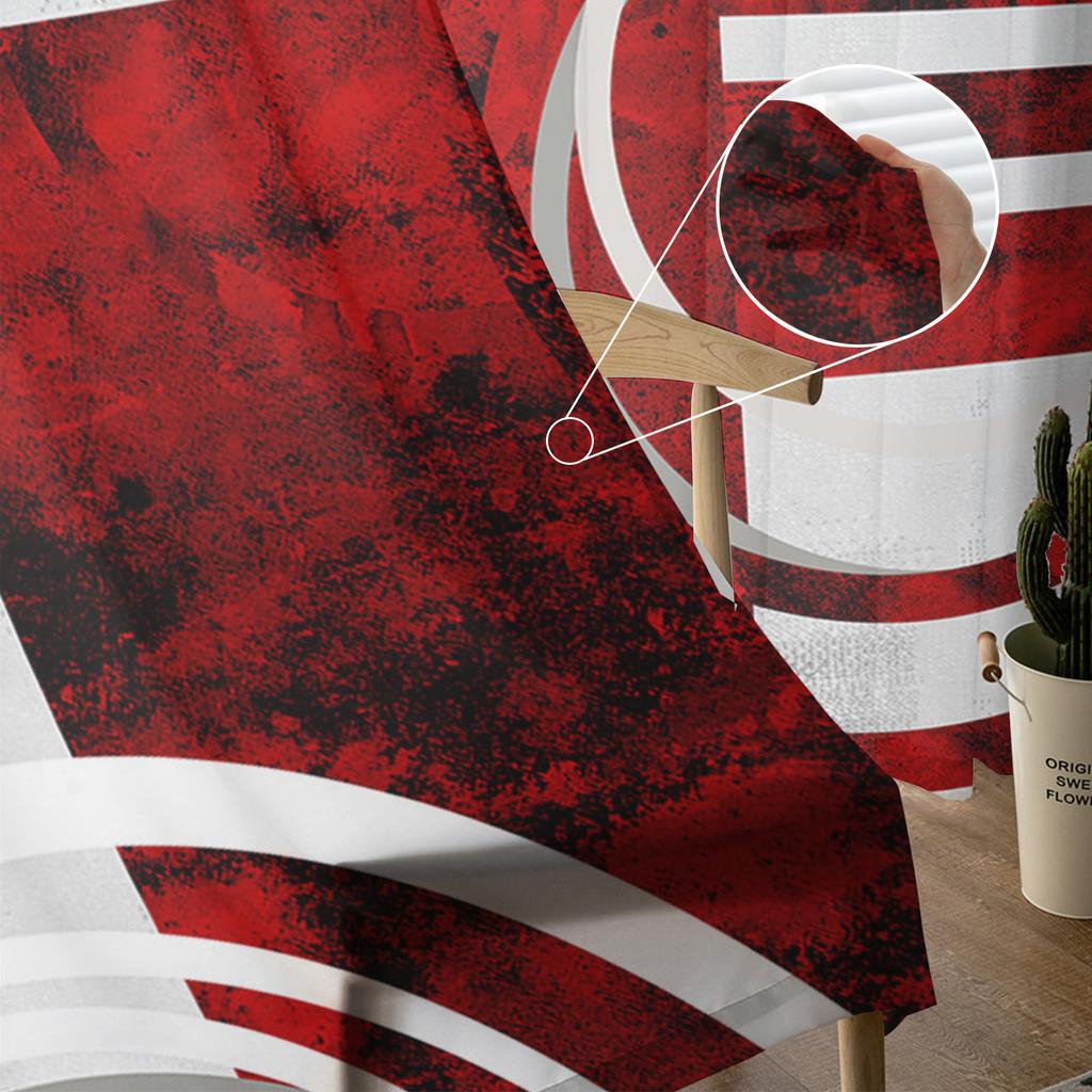 Abstrakte Retro Geometrische Marmorstruktur Rot Transparente Vorhänge Wohnzimmer Dekoration Fenstervorhänge Küche Tüll Voile Vorhänge