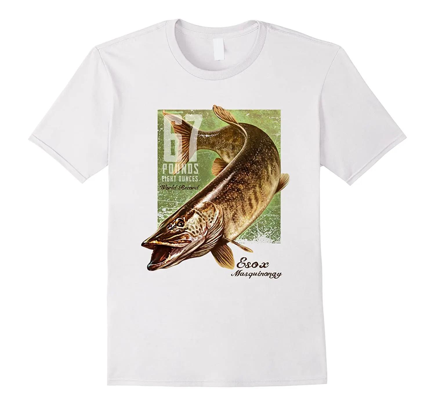 

Musky Fishing World Record TShirt 100 Cotton ONeck Short Sleeve Summer Casual Mens Tshirt Streetwear 4XL