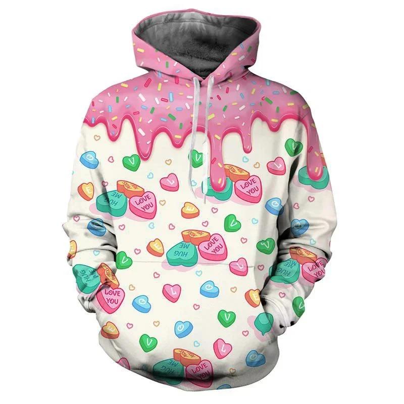 Candy Lollipop 3D printed floral hoodie Men's and women's fashion long-sleeved pullover spring and autumn sweatshirt hoodie