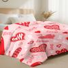 VIKAMA Valentine's Day Flannel Blanket Skin Friendly Soft Pink Love Bedroom Sofa Blanket Couple Gift Home Decoration