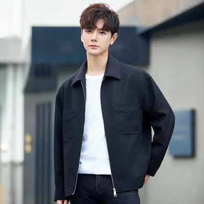 Revers Herrenjacke Lässig Frühling und Herbst Locker Trend Raufbold Hübscher Mantel Herrenoberteil