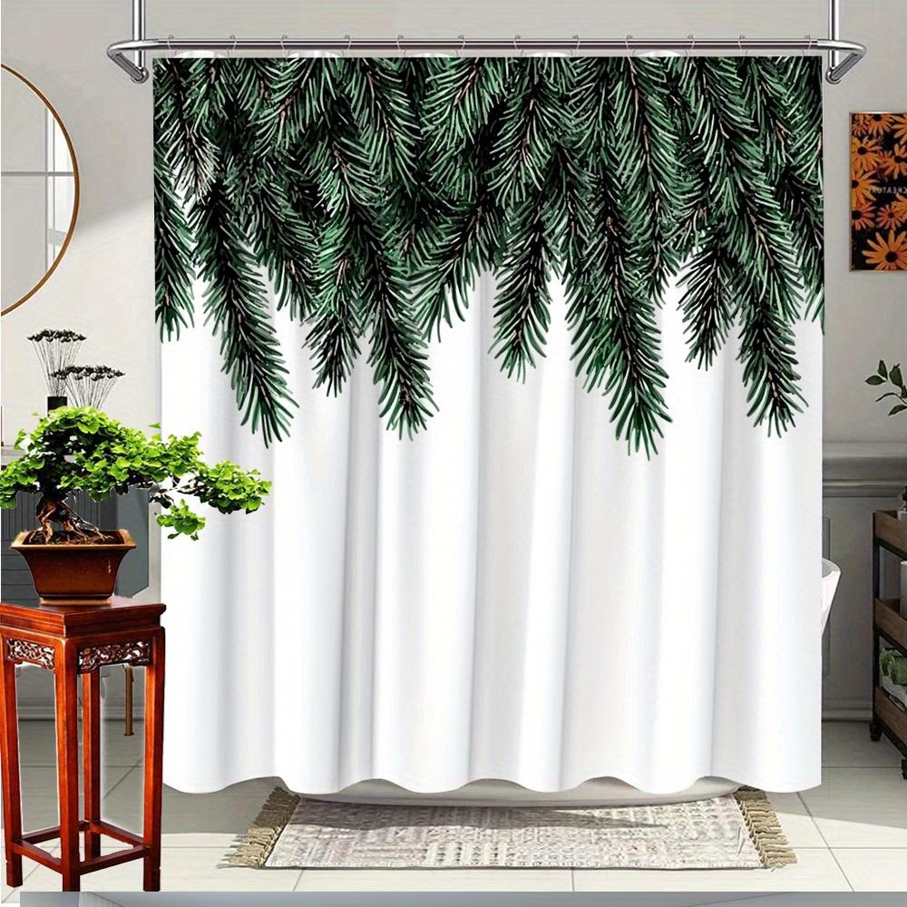 

1Pc Nature Inspired Shower Curtain Featuring Lush Pine Branches For A Refreshing Bathroom Decor Experience, Polyester Fabric, W60H190(CM)-1 Pcs
